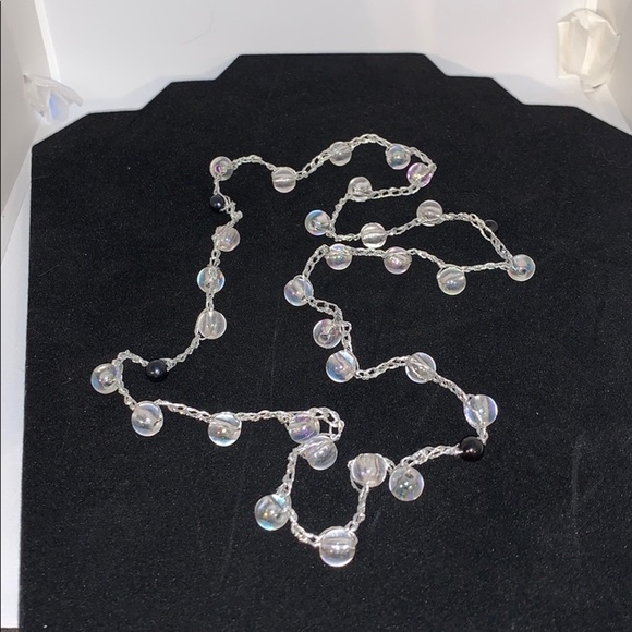 Vintage Iridescent White Round Beads On Chain - Picture 4 of 4